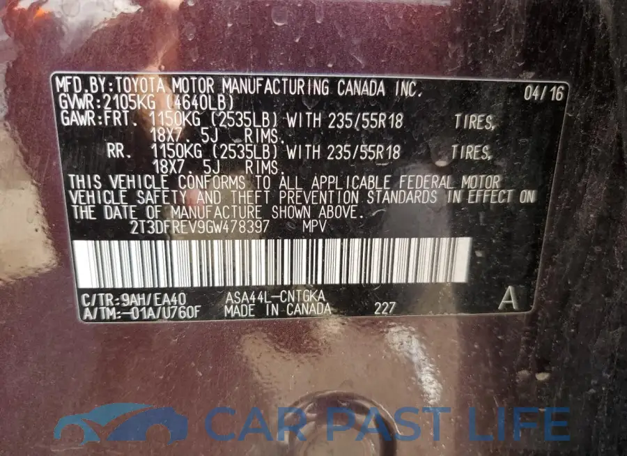 2T3DFREV9GW478397# 13