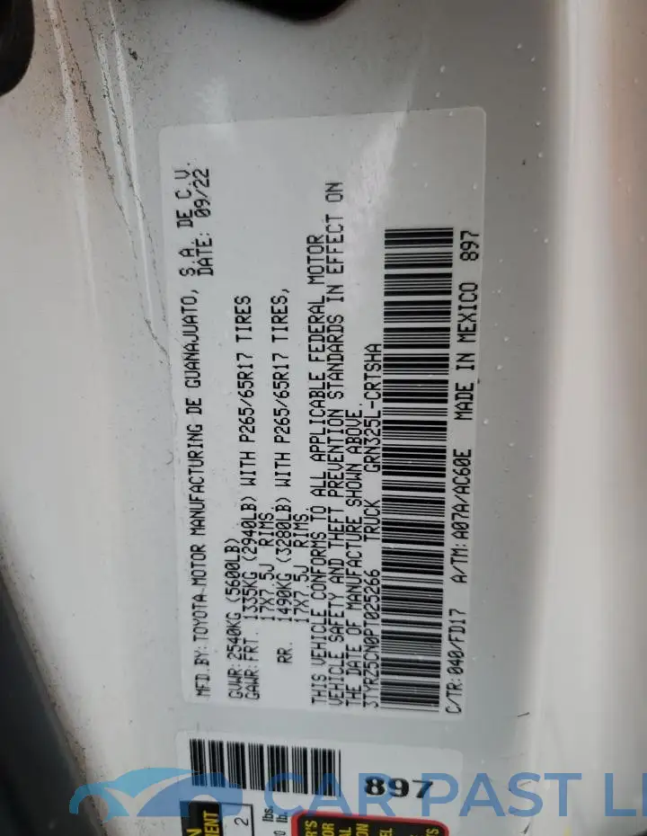 3TYRZ5CN0PT025266# 12