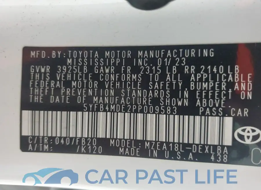 5YFB4MDE2PP009583# 12