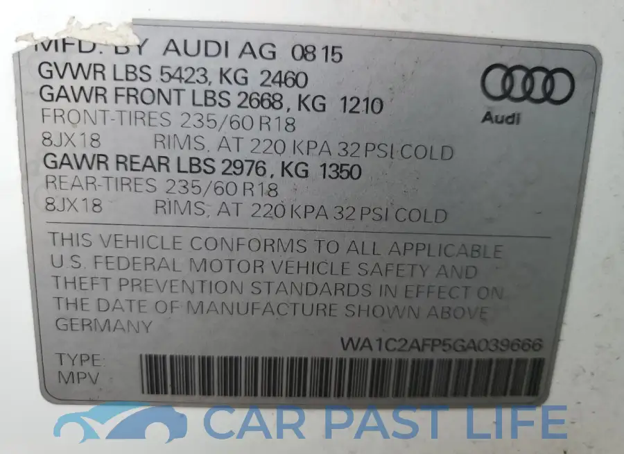 WA1C2AFP5GA039666# 13