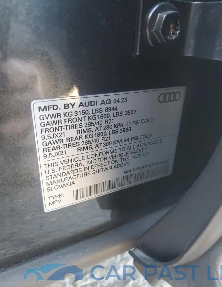 WA1VWBF79PD019597# 12