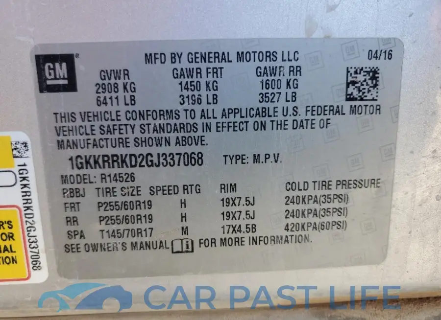 1GKKRRKD2GJ337068# 14