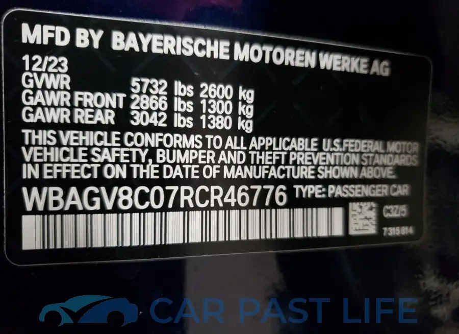 WBAGV8C07RCR46776# 12