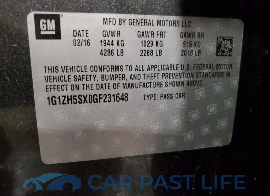 1G1ZH5SX0GF231648# 12