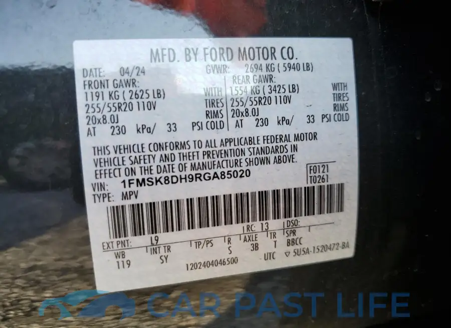 1FMSK8DH9RGA85020# 14