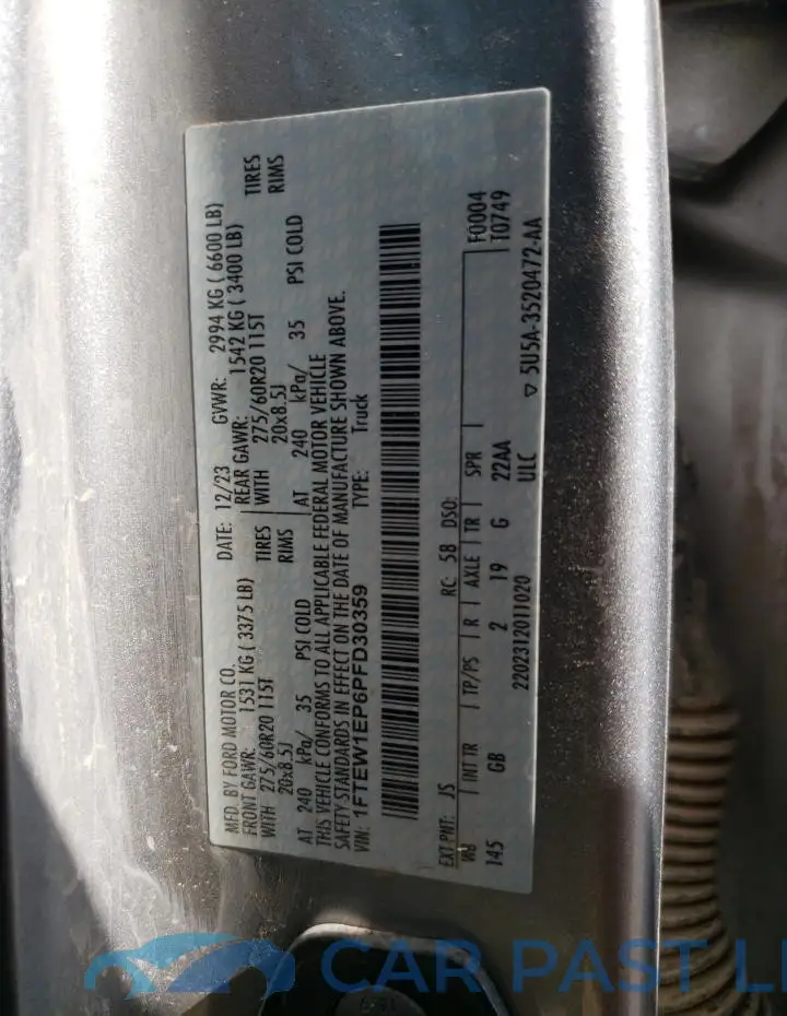 1FTEW1EP6PFD30359# 12