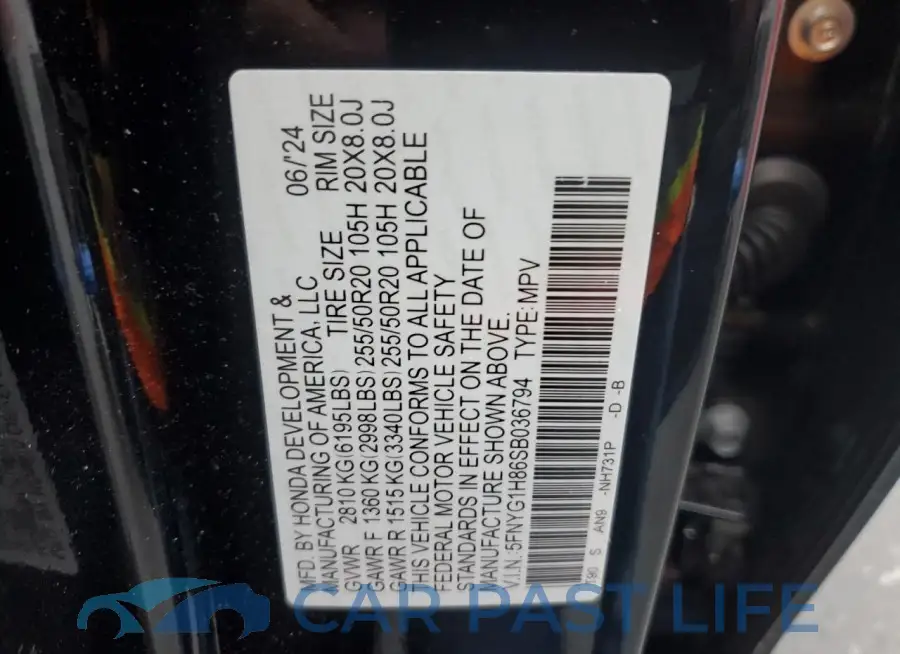 5FNYG1H86SB036794# 13