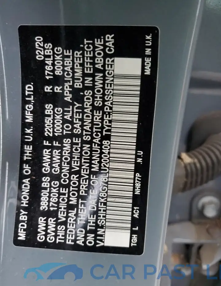 SHHFK8G78LU200408# 13