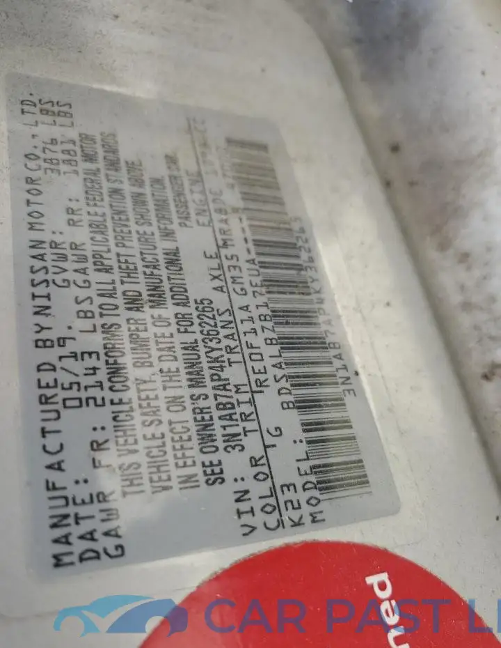 3N1AB7AP4KY362265# 12