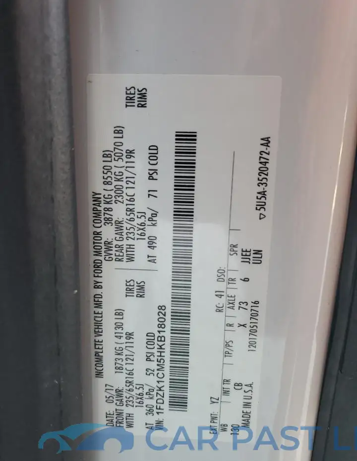 1FDZK1CM5HKB18028# 13