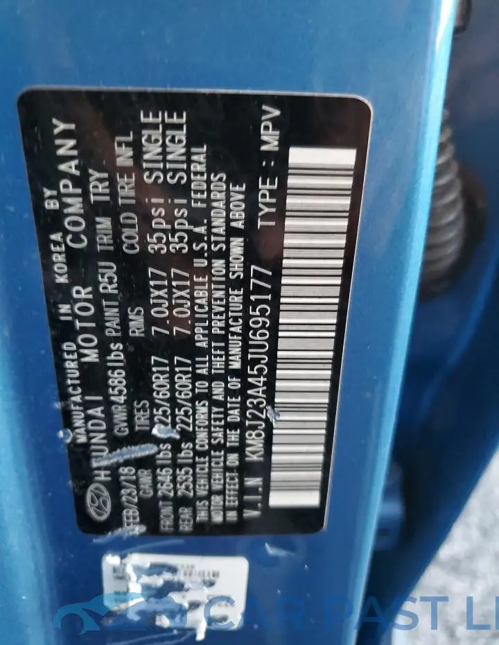 KM8J23A45JU695177# 13