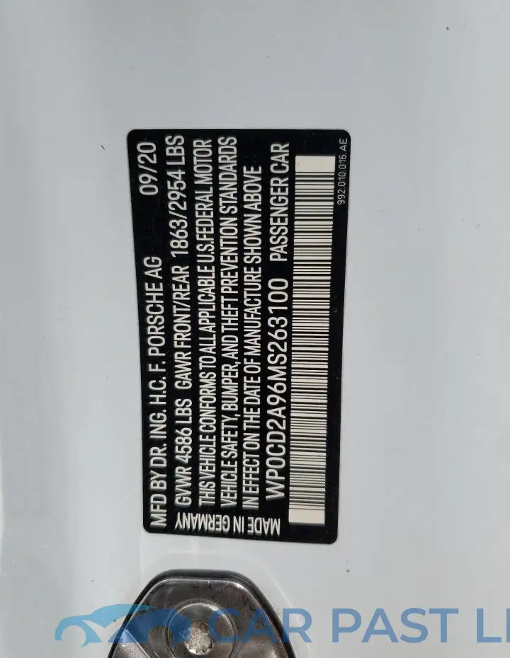 WP0CD2A96MS263100# 12