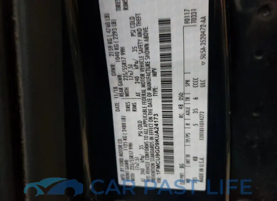 1FMCU9GD9KUA24173# 13