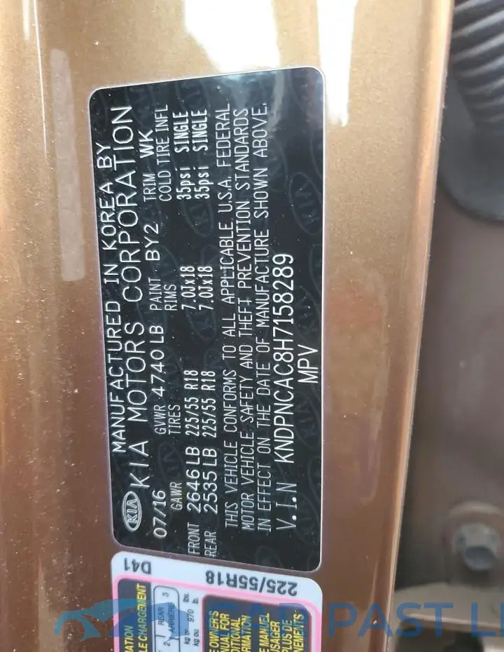 KNDPNCAC8H7158289# 12
