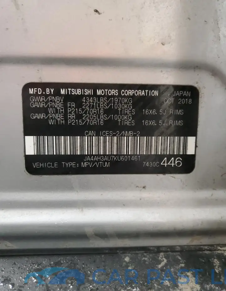 JA4AH3AU7KU601461# 14