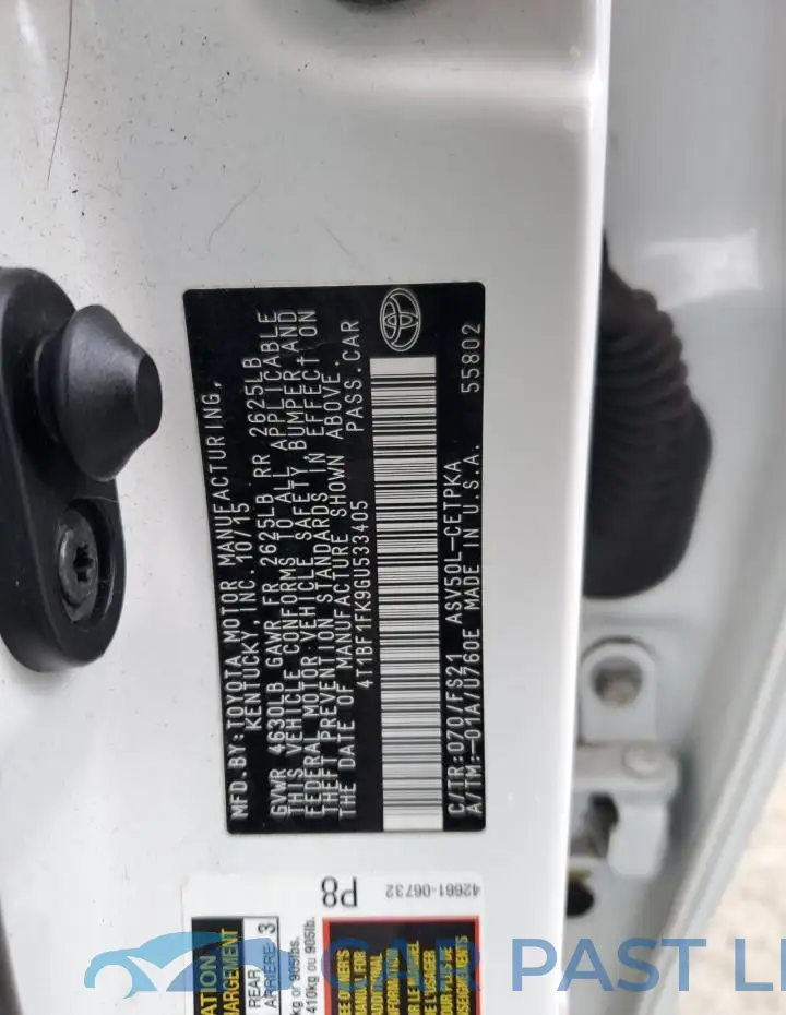 4T1BF1FK9GU533405# 12