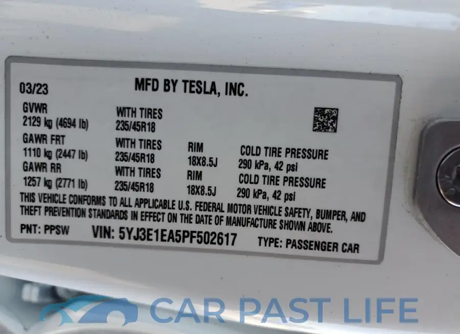 5YJ3E1EA5PF502617# 12