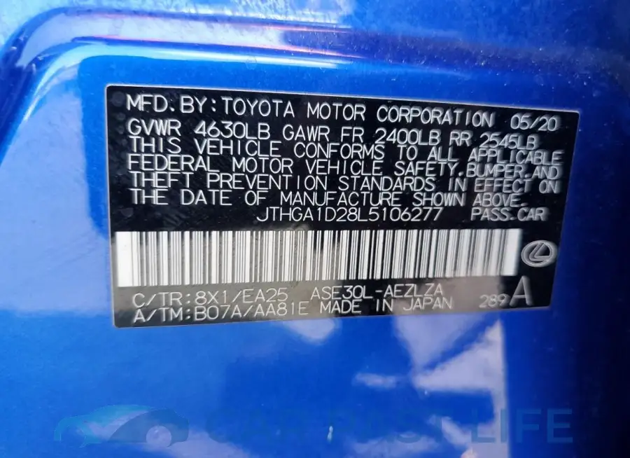 JTHGA1D28L5106277# 12