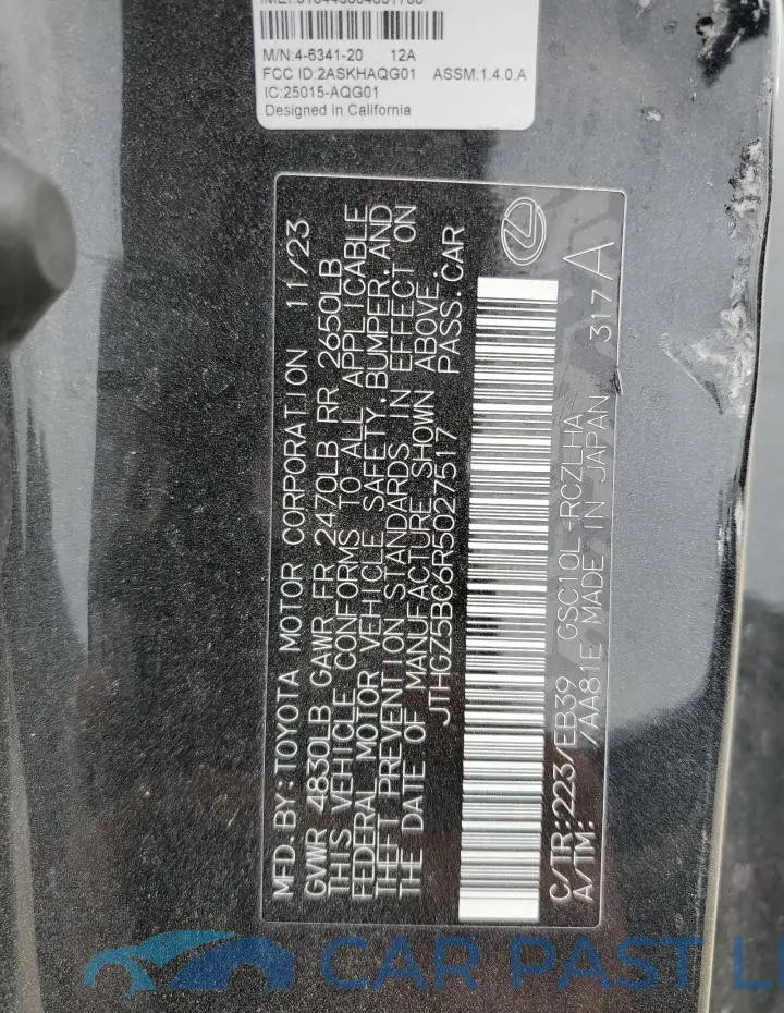 JTHGZ5BC6R5027517# 12