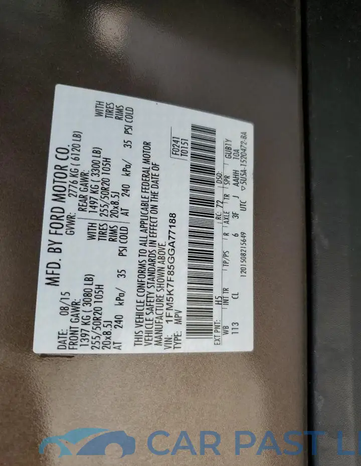1FM5K7F85GGA77188# 14