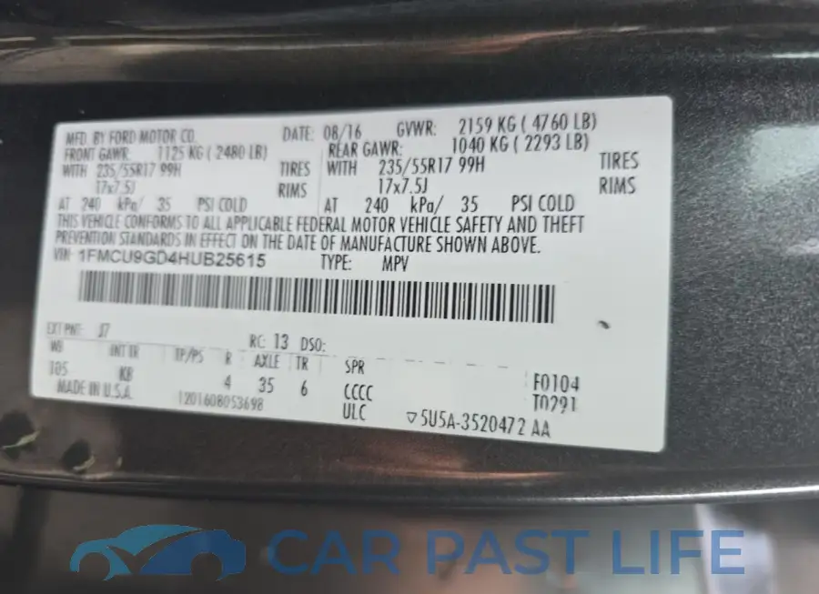 1FMCU9GD4HUB25615# 10