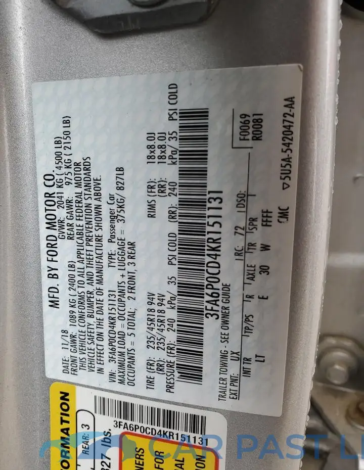 3FA6P0CD4KR151131# 12