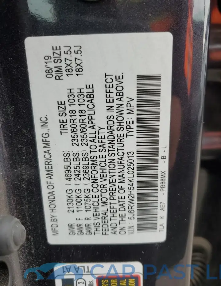 5J6RW2H54KL025013# 13
