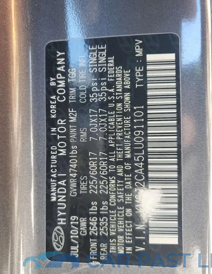 KM8J2CA45LU091101# 13