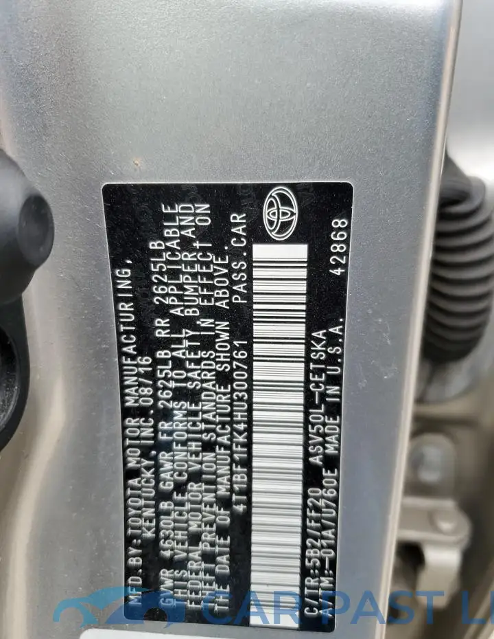 4T1BF1FK4HU300761# 12