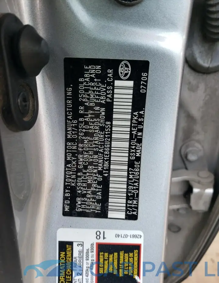 4T1BK1EB6GU211558# 12