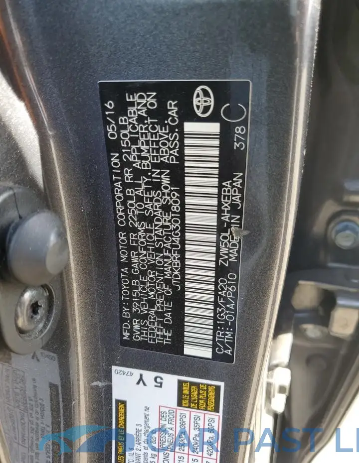 JTDKBRFU4G3018091# 12