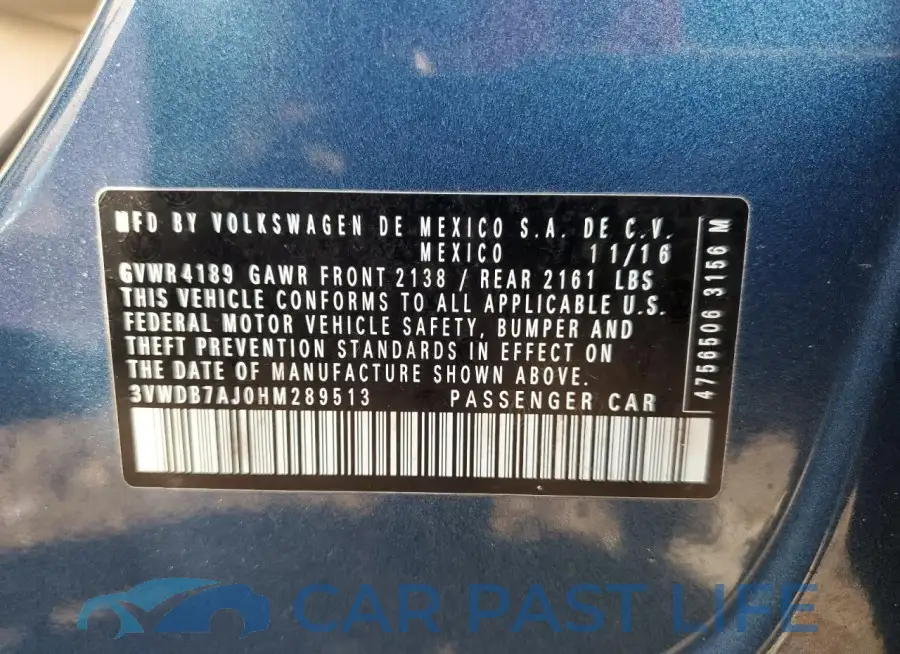 3VWDB7AJ0HM289513# 12