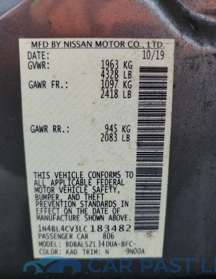 1N4BL4CV3LC183482# 12