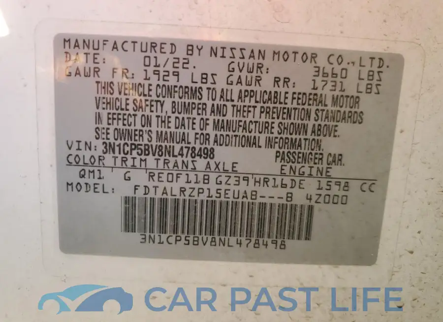 3N1CP5BV8NL478498# 14