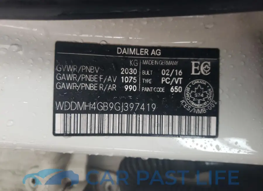 WDDMH4GB9GJ397419# 12