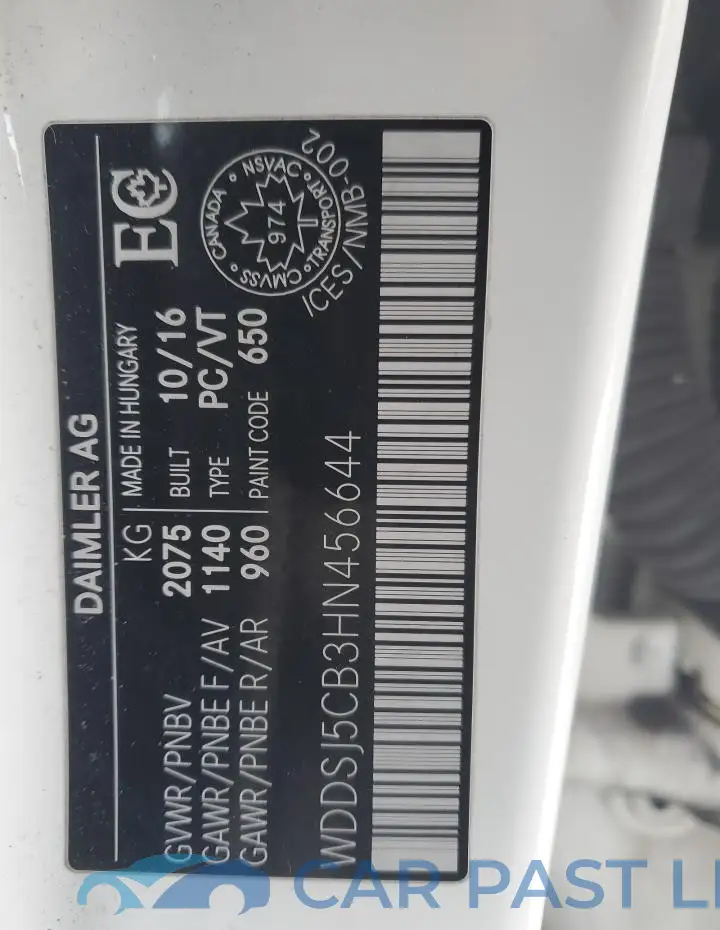 WDDSJ5CB3HN456644# 12