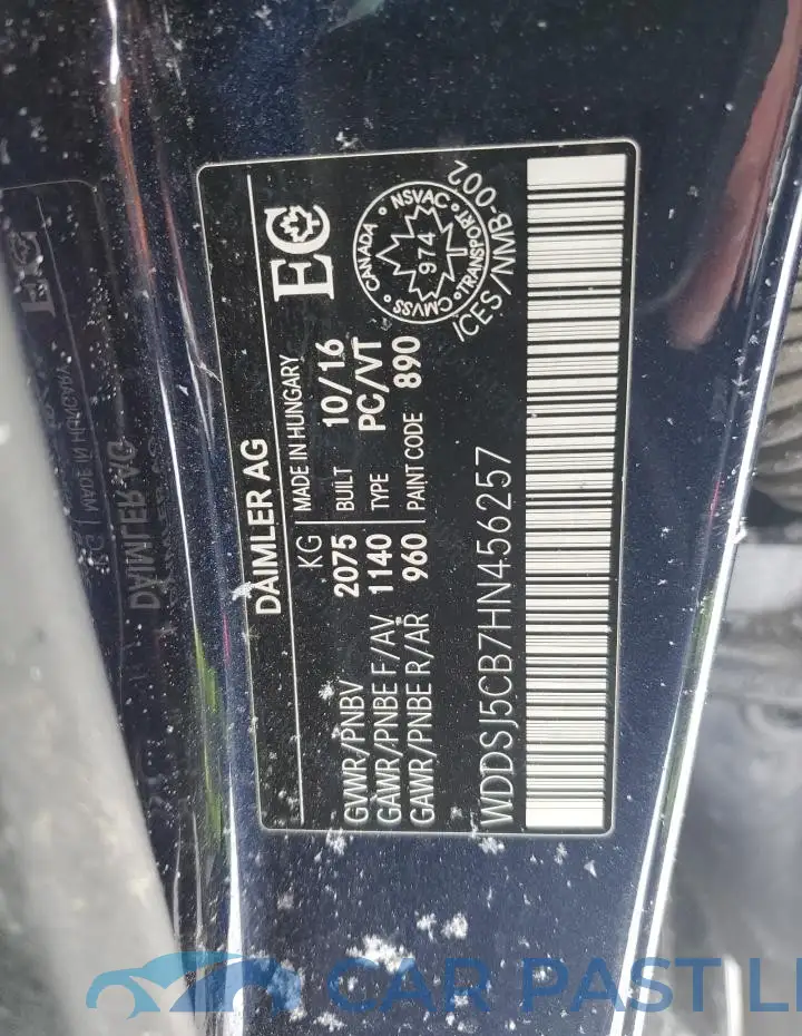 WDDSJ5CB7HN456257# 12