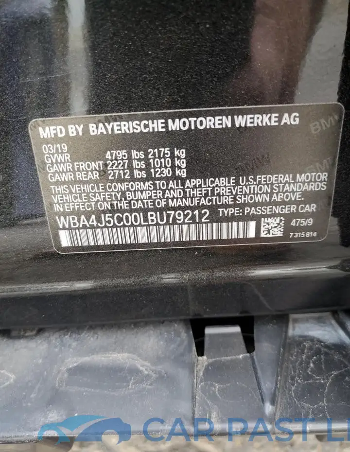 WBA4J5C00LBU79212# 13