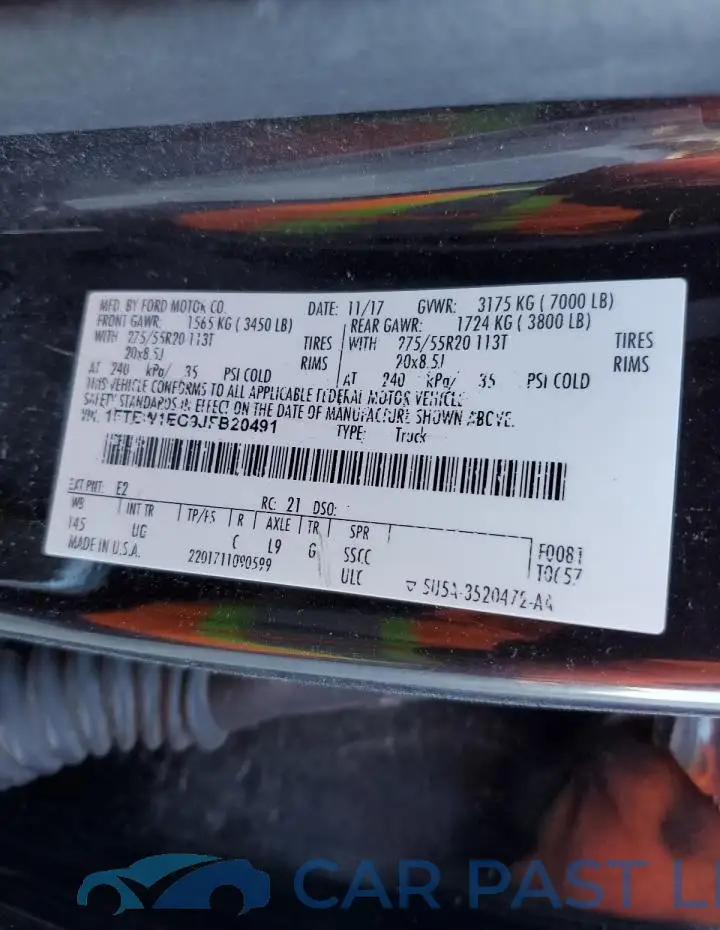 1FTEW1EG9JFB20491# 12