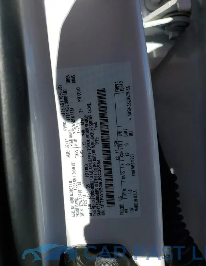 1FTFW1EG9JKC26984# 12