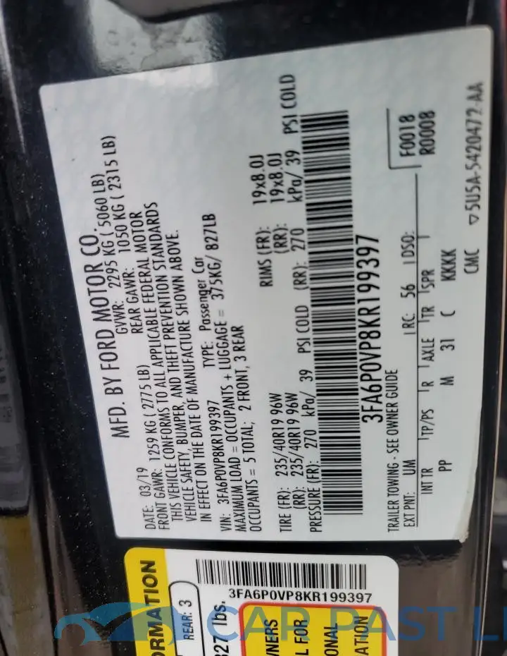 3FA6P0VP8KR199397# 12