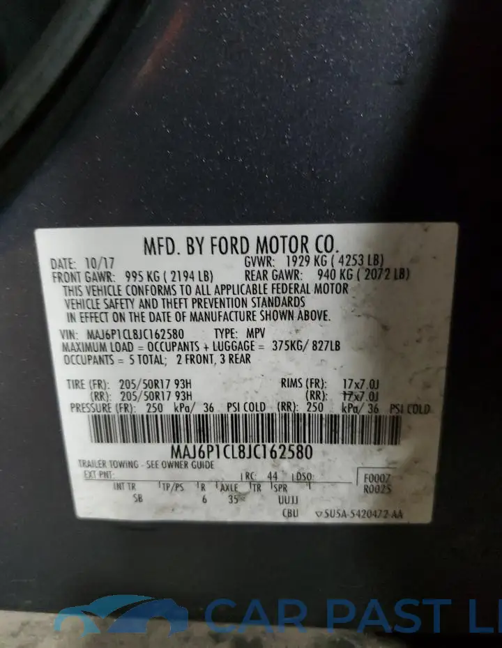 MAJ6P1CL8JC162580# 12