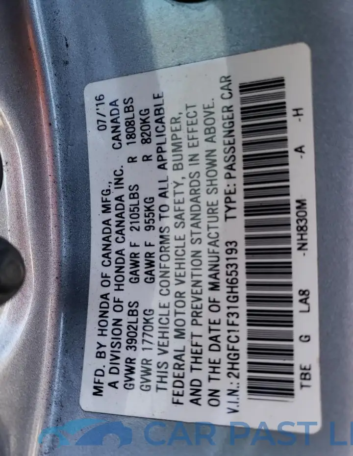 2HGFC1F31GH653193# 13