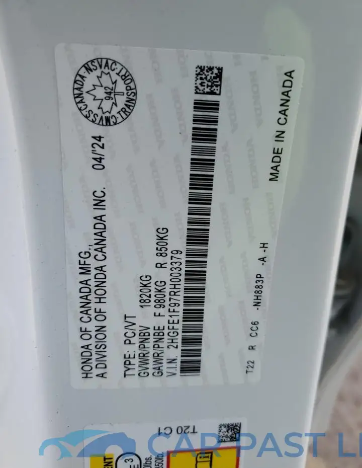 2HGFE1F97RH003379# 13