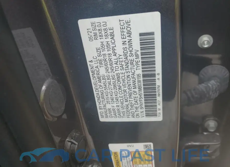 5FNYF5H51MB038195# 13