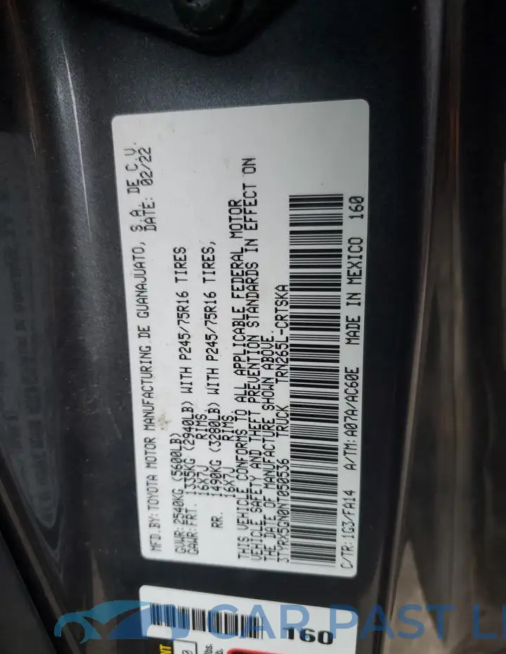 3TYRX5GN0NT050536# 12