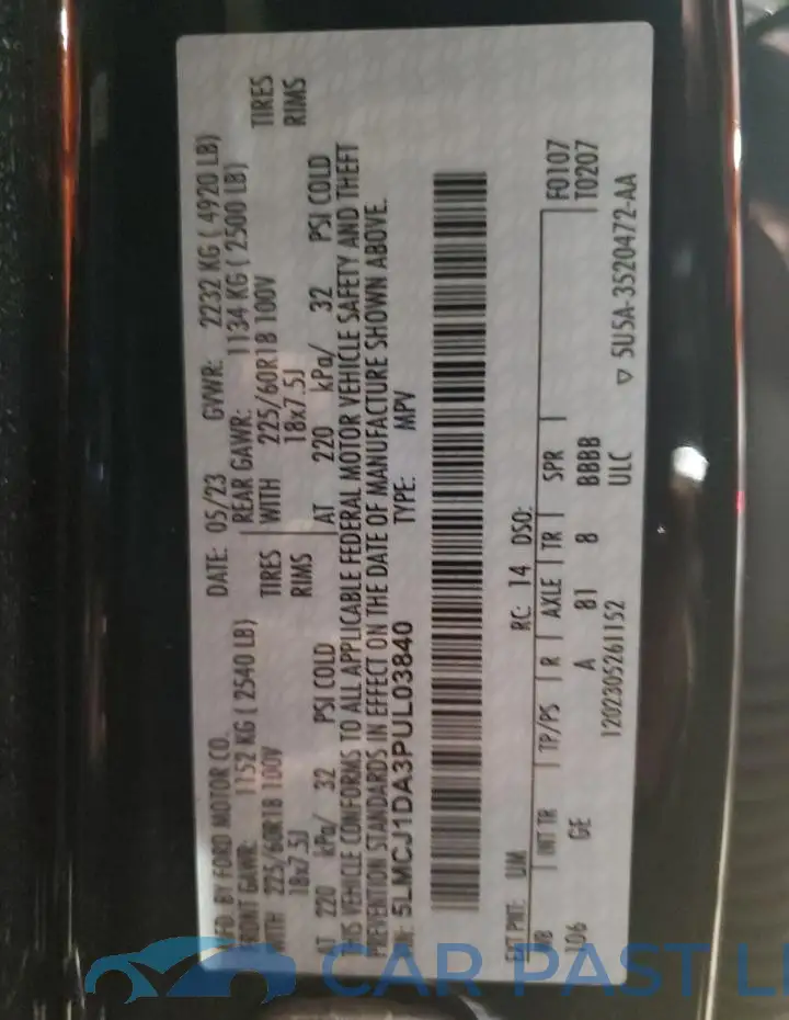 5LMCJ1DA3PUL03840# 14