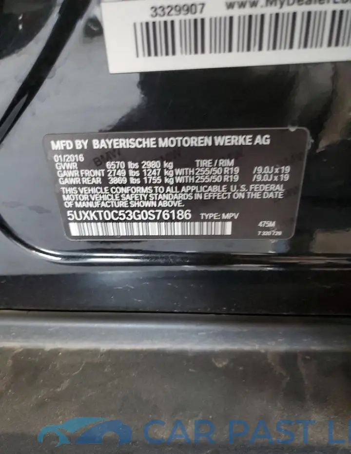 5UXKT0C53G0S76186# 13