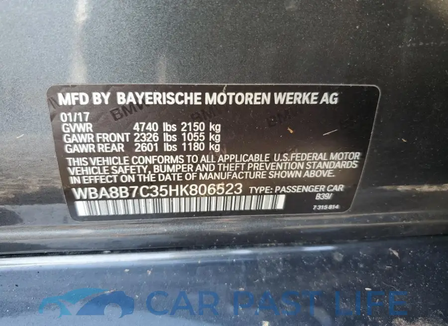 WBA8B7C35HK806523# 12