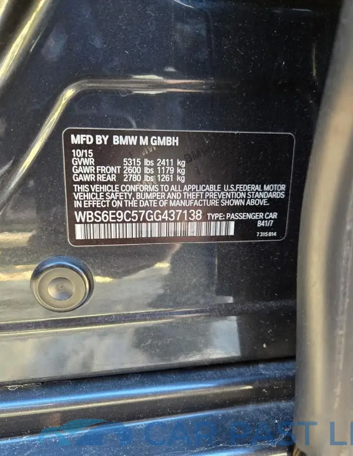 WBS6E9C57GG437138# 10